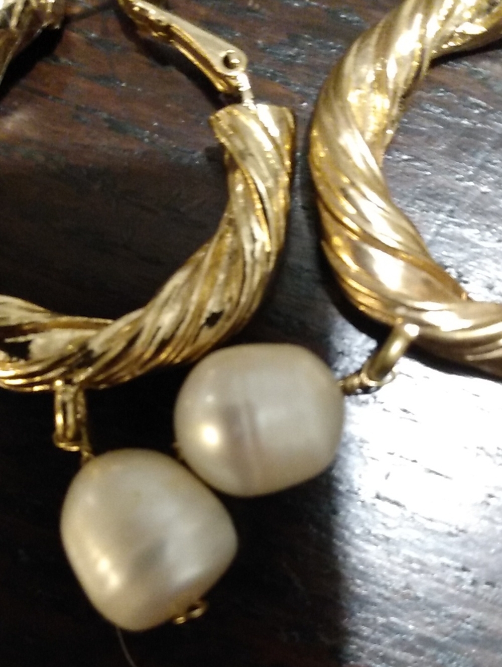 H And M Gold And Pearl Drop Earrings
